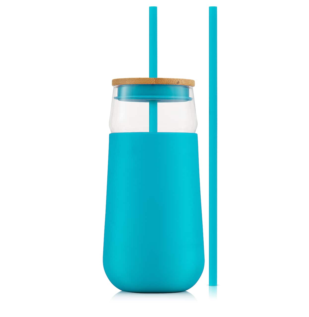 JoyJolt® 20oz. Glass Tumbler with Straws & Silicone Sleeve